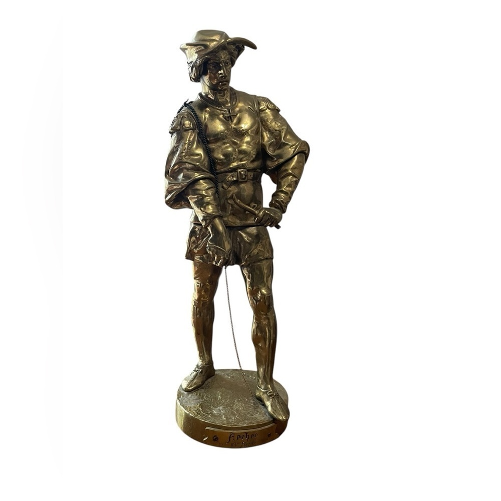 French 19th C Romantic Bronze Statue Emile Louis Picault Archer Art Sculpture
